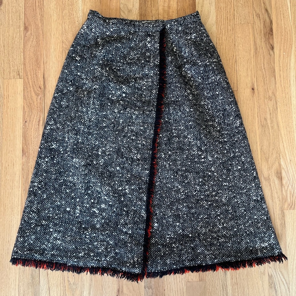VTG 100% Wool Sloat & Co/NY Black and Red Tweed Skirt - Picture 2 of 12